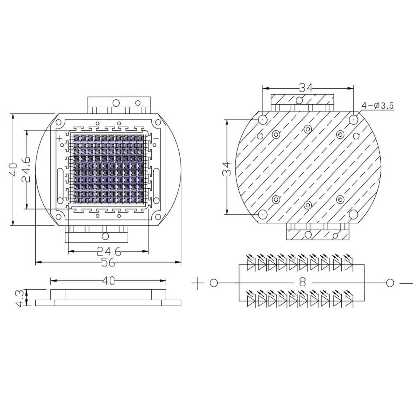 100W 850nm integrated high power led modules